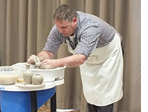 Jon French demonstrating pot turning at Shelley Annual Weekend 2018